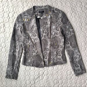 Drew Silk Snakeskin Moto Jacket